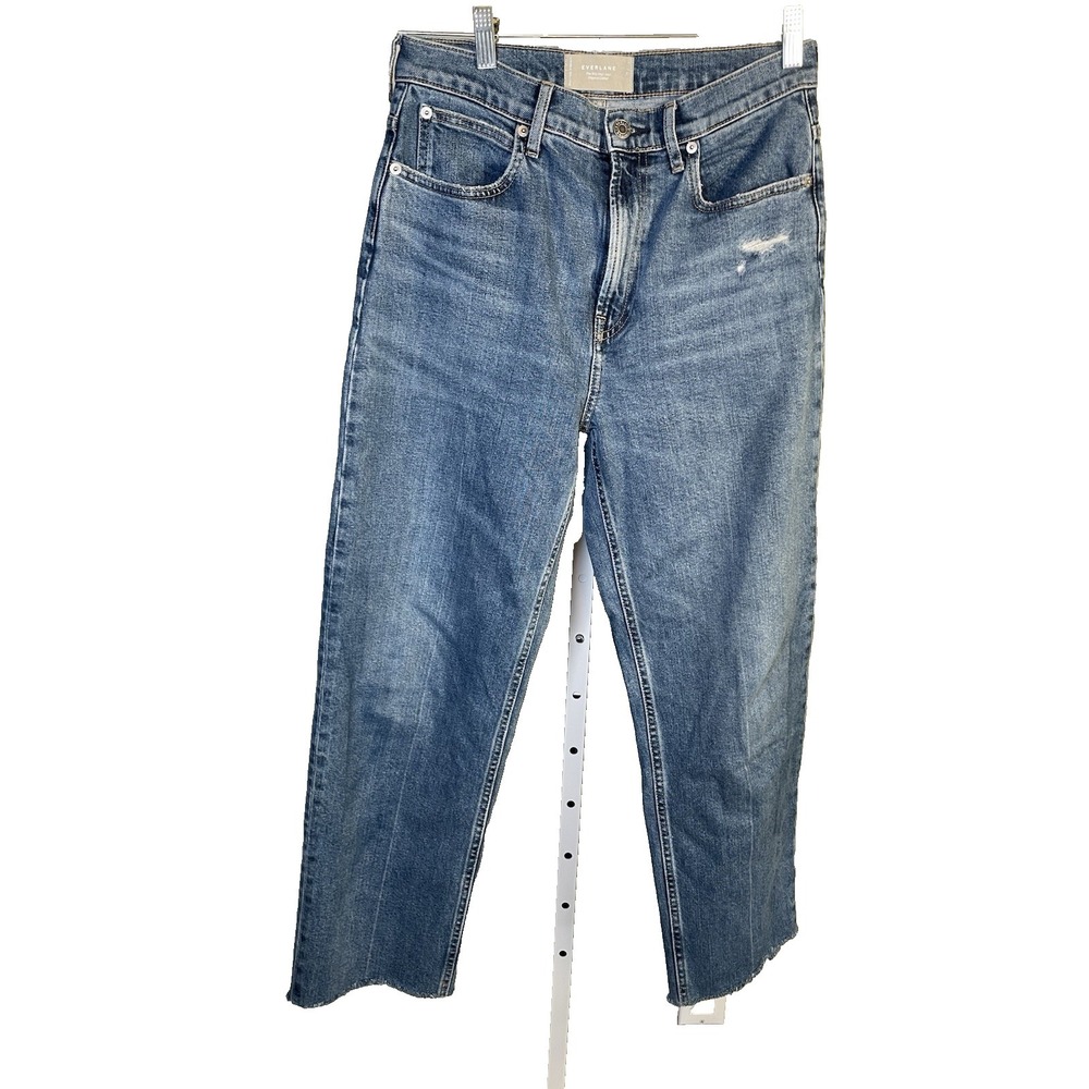 Women's Everlane‎ Blue Jeans 28 The Way High Jean Organic Cotton Distressed